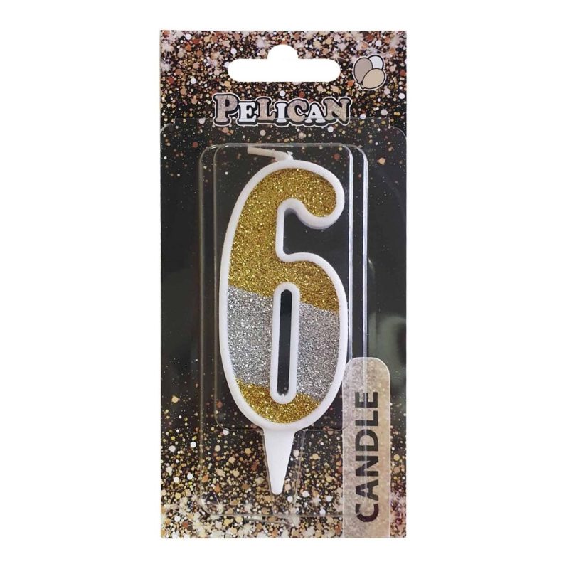 Свічка для торта цифра «6» срібна ЗОЛОТА 7 см, TM Pelican 867036 Свічка для торта цифра “6“ срібна ЗОЛОТА 7 см, TM Pelican 867036