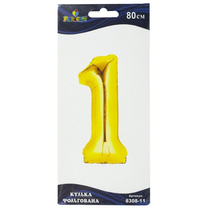 Цифра фольгована Pelican, «1» золото 80см 830811 Цифра фольгована Pelican, “1“ золото 80см 830811