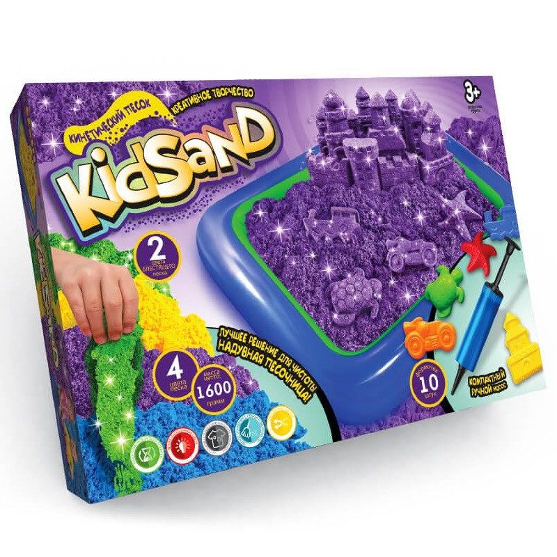 Кінетичний пісок «KidSand» 1600г + пісочниця + формочки KS-02-01 Кінетичний пісок “KidSand“ 1600г + пісочниця + формочки KS-02-01