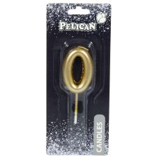 Свічка для торта Pelican, “0“ золото 4,5см 864510 Свічка для торта Pelican, “0“ золото 4,5см 864510