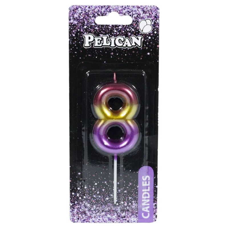 Свічка для торта Pelican «8» РАДУЖНА 6 см 866068 Свічка для торта Pelican “8“ РАДУЖНА 6 см 866068