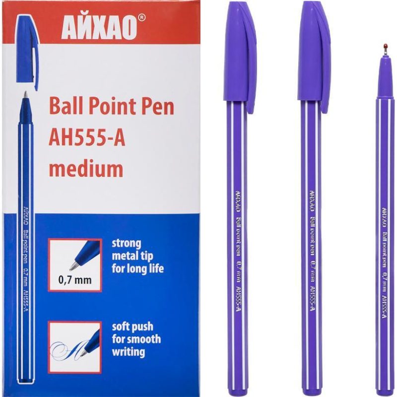 Ручка шариковая 0,7 мм фиолетовая Aihao AH555-A