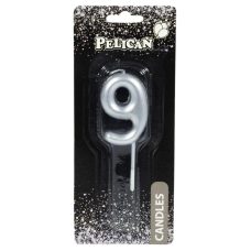 Свічка для торта Pelican, “9“ срібло 4,5см 864529 Свічка для торта Pelican, “9“ срібло 4,5см 864529
