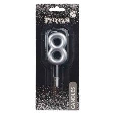 Свічка для торта Pelican “8“ Срібло 5 см 865028 Свічка для торта Pelican “8“ Срібло 5 см 865028