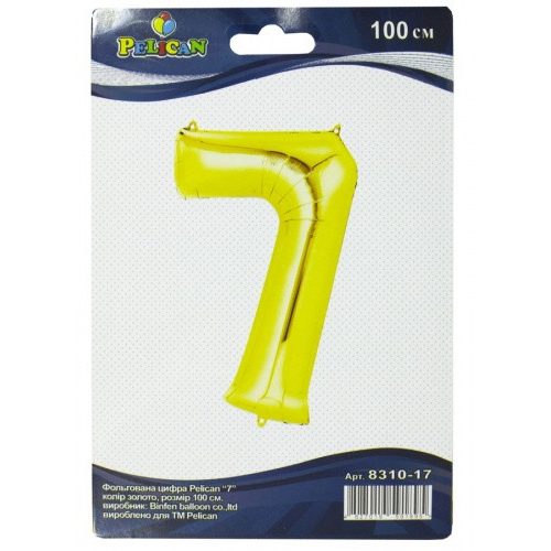 Цифра фольгована Pelican, «7» золото 100см 831017 Цифра фольгована Pelican, “7“ золото 100см 831017