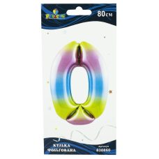 Цифра фольгированная Pelican, “0“ Радужная 80см 830860 Цифра фольгированная Pelican, “0“ Радужная 80см 830860