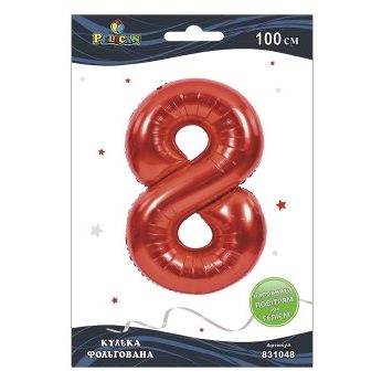 Цифра фольгированная Pelican, «8» красная 100см 831048 Цифра фольгированная Pelican, “8“ красная 100см 831048