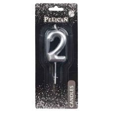 Свічка для торта Pelican “2“ Срібло 5 см 865022 Свічка для торта Pelican “2“ Срібло 5 см 865022