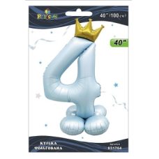 Шарик фольгированный цифра с короной на подставке “4“ голубая 40“(100см) Pelican Голубой Pelican (831764) Шарик фольгированный цифра с короной на подставке “4“ голубая 40“(100см) Pelican Голубой Pelican (831764)