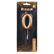 Свічка для торта Pelican “0“ ЗОЛОТО 5 см 865010