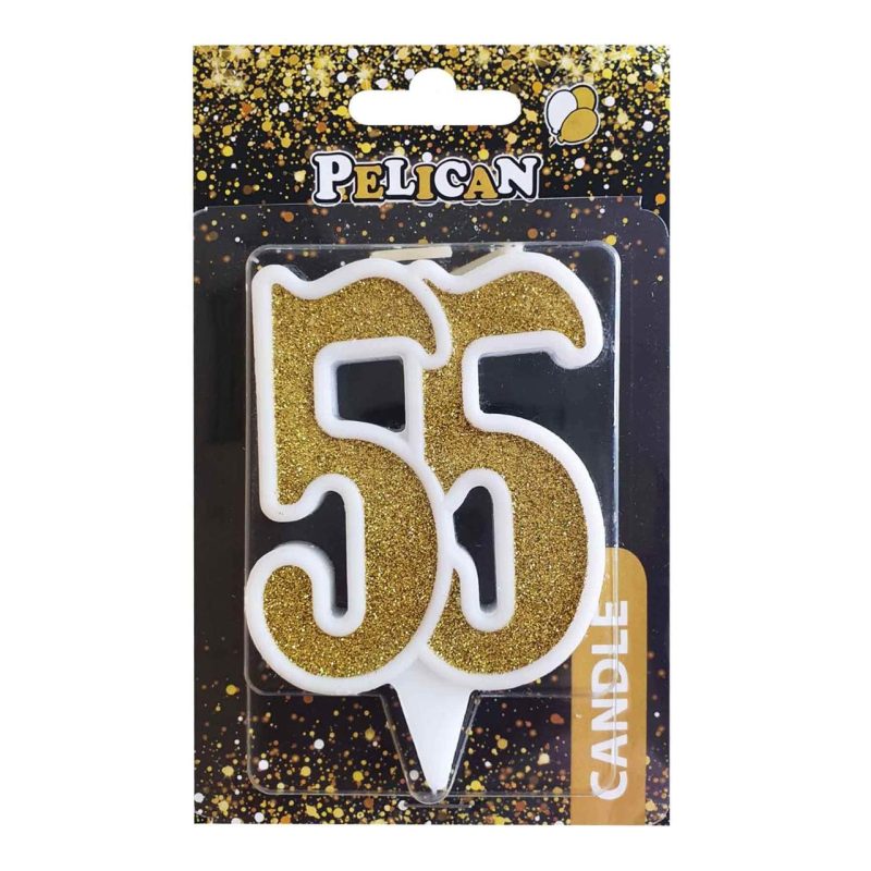 Свеча юбилейная “55“ ЗОЛОТО“ 7 см, TM Pelican 867155