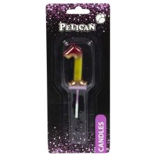 Свічка для торта Pelican, “1“ РАДУЖНА 4,5см 864561 Свічка для торта Pelican, “1“ РАДУЖНА 4,5см 864561