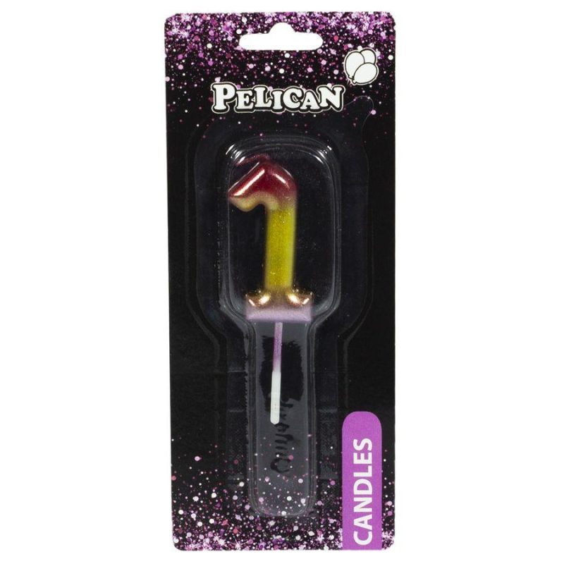 Свічка для торта Pelican, «1» РАДУЖНА 4,5см 864561 Свічка для торта Pelican, “1“ РАДУЖНА 4,5см 864561