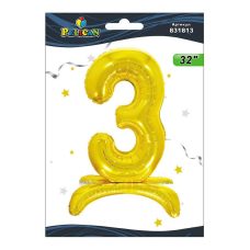 Цифра на подставке Pelican, “3“ золото 80см 831813 Цифра на подставке Pelican, “3“ золото 80см 831813