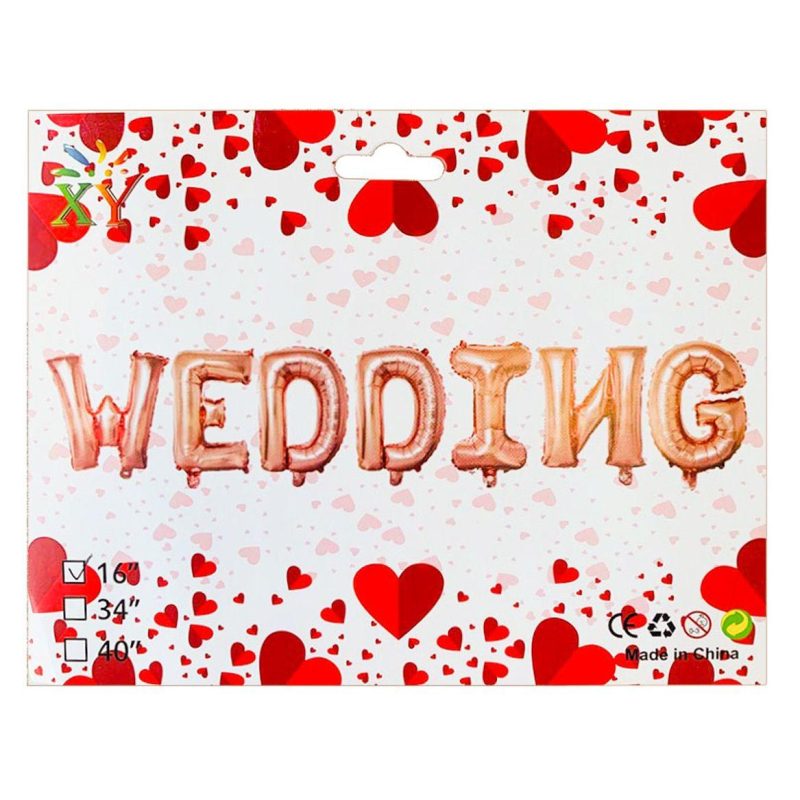 Набор из 7 шариков, WEDDING 16“ розовое золото 837223 Набор из 7 шариков, WEDDING 16“ розовое золото 837223