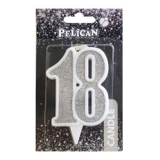 Свічка ювілейна “18“ СРІБЛО 7 см, TM Pelican 867218 Свічка ювілейна “18“ СРІБЛО 7 см, TM Pelican 867218
