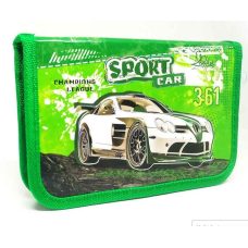 Пенал 1 відділення без відворотів “Sport Car“ Kidis 7173 Зелений