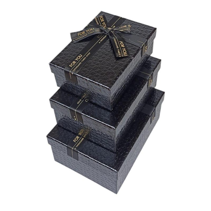 Набір коробок 3 шт прямокутні, 23 х 16 х 9,5 см Крокодил (10234-black)