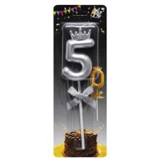 Свічка-цифра “5“ з короною 5,5см СРІБЛО JY-1064 Свічка-цифра “5“ з короною 5,5см СРІБЛО JY-1064