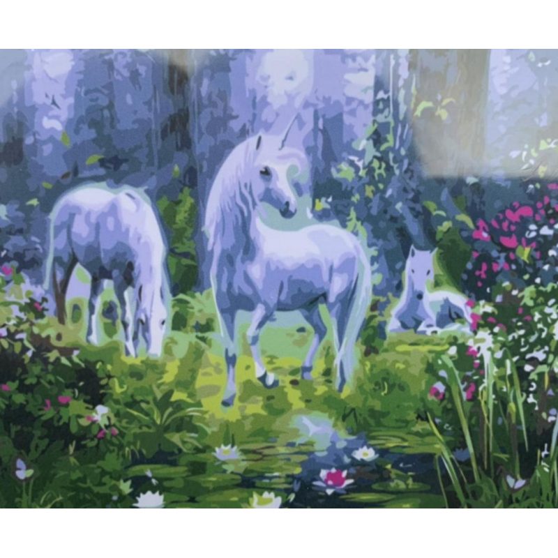 Картина по номерам 30*40см “Единороги в лесу“ OPP (холст на раме краски, кисти) 1692EKTL_O Картина по номерам 30*40см “Единороги в лесу“ OPP (холст на раме краски, кисти) 1692EKTL_O