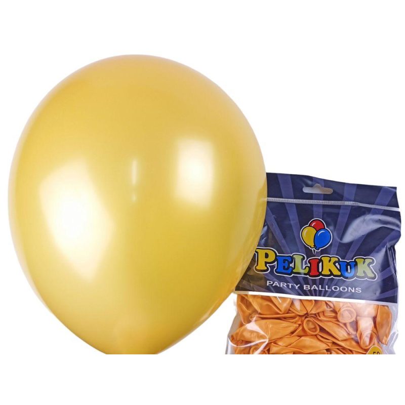 Кульки круглі Pelikuk 13“ (33 см) перламутр бурштиновий 50шт/уп 1350C-219
