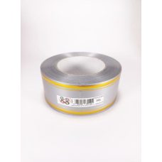 Стрічка пластикова 5 см, 50 ярд, срібна + 2 золоті смужки, BELATEX PAS50 -2 silver + gold