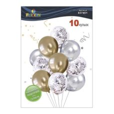 Набор из 10 латексных шариков “Брызги шампанского“ хром, Pelican (837401)