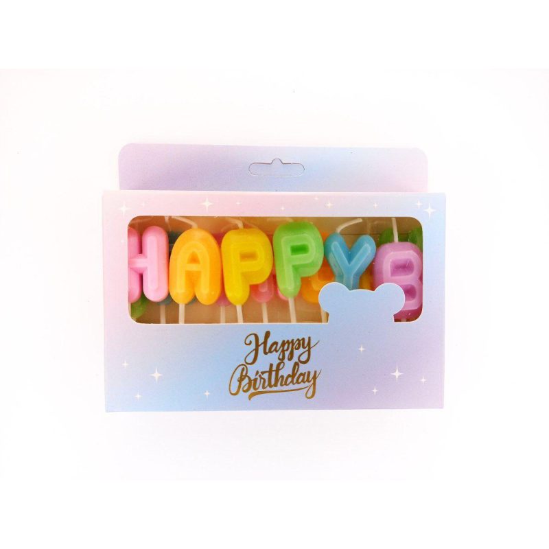 Набір свічок для торта HAPPY BIRTHDAY, макарун, 7 см 868507 -M