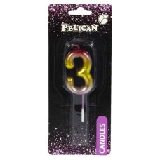 Свічка для торта Pelican, “3“ РАДУЖНА 4,5см 864563 Свічка для торта Pelican, “3“ РАДУЖНА 4,5см 864563