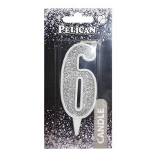 Свічка для торта цифра “6“ СРІБЛО 7 см, TM Pelican 867026 Свічка для торта цифра “6“ СРІБЛО 7 см, TM Pelican 867026
