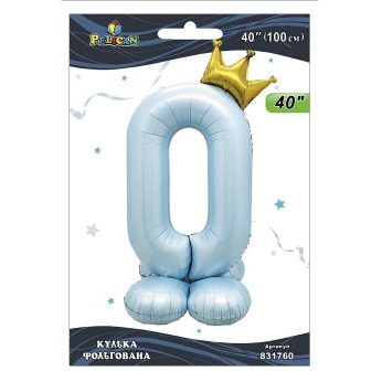 Шарик фольгированный цифра с короной на подставке «0» голубая 40“(100см) Pelican Голубой Pelican (831760) Шарик фольгированный цифра с короной на подставке “0“ голубая 40“(100см) Pelican Голубой Pelican (831760)