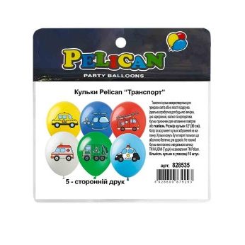 Кульки 12“ (30см) «Транспорт» 10шт Pelican 828535 Кульки 12“ (30см) “Транспорт“ 10шт Pelican 828535