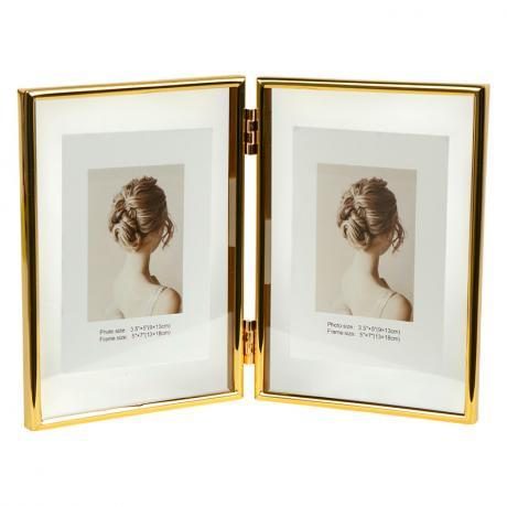 Металлическая настольная фоторамка на 2 фото размером 13×18 см GOLD 5R 12001F7G Металлическая настольная фоторамка на 2 фото размером 13×18 см GOLD 5R 12001F7G