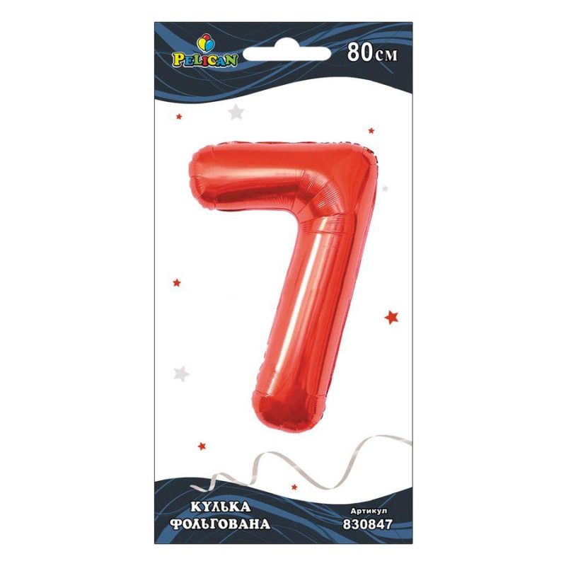 Цифра фольгированная Pelican, «7» КРАСНАЯ 80см 830847 Цифра фольгированная Pelican, “7“ КРАСНАЯ 80см 830847