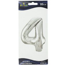 Цифра фольгированная Pelican, “4“ серебро 80см 830824 Цифра фольгированная Pelican, “4“ серебро 80см 830824