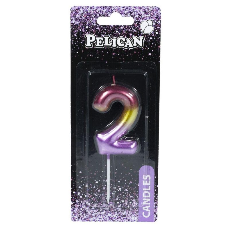 Свічка для торта Pelican «2» РАДУЖНА 6 см 866062 Свічка для торта Pelican “2“ РАДУЖНА 6 см 866062