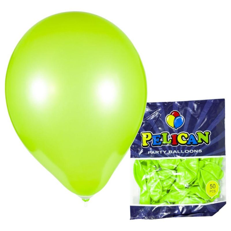 Шарики воздушные Pelican 10“ (26 см) перламутр салатовый 50шт/уп 1050-740
