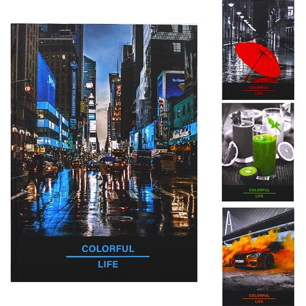 Зошит А4 тверда обкладинка, 192 аркуша, офсет, клітинка, «Серія Colorful Life» ЗТП-028/1-МВ Зошит А4 тверда обкладинка, 192 аркуша, офсет, клітинка, “Серія Colorful Life“ ЗТП-028/1-МВ