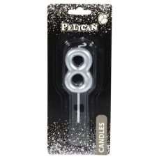 Свічка для торта Pelican, “8“ срібло 4,5см 864528 Свічка для торта Pelican, “8“ срібло 4,5см 864528