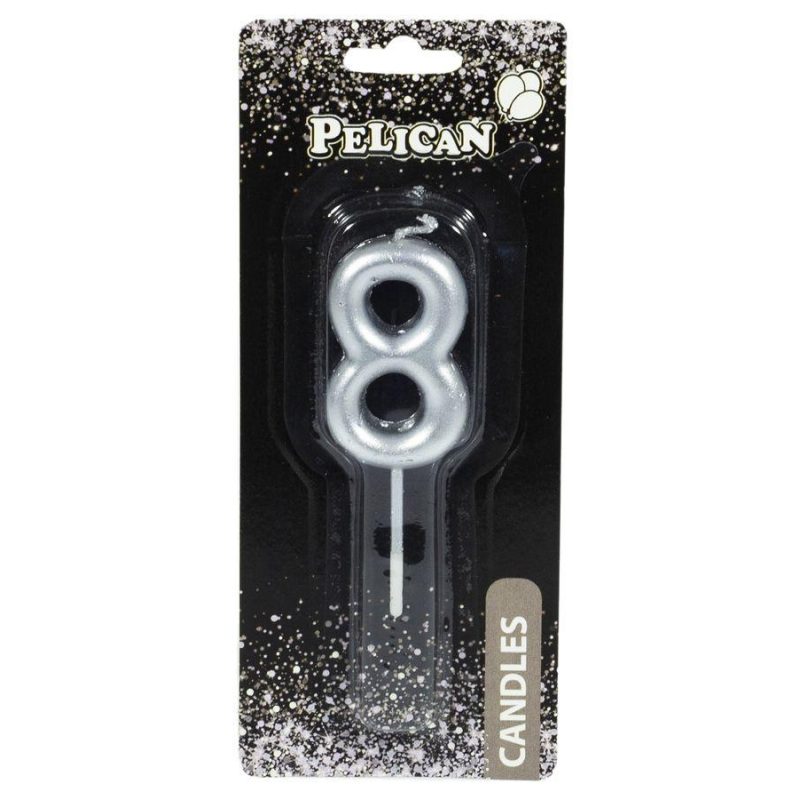 Свічка для торта Pelican, “8“ срібло 4,5см 864528