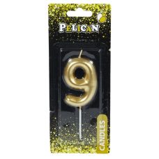 Свічка для торта Pelican “9“ ЗОЛОТО 6 см 866019 Свічка для торта Pelican “9“ ЗОЛОТО 6 см 866019