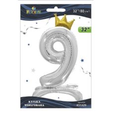 Шарик фольгированный цифра с короной на подставке “9“ серебро 32“(80см) Pelican Серебряный Pelican (831429) Шарик фольгированный цифра с короной на подставке “9“ серебро 32“(80см) Pelican Серебряный Pelican (831429)