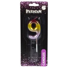 Свічка для торта Pelican, “9“ РАДУЖНА 4,5см 864569 Свічка для торта Pelican, “9“ РАДУЖНА 4,5см 864569