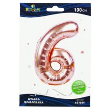 Цифра фольгована Pelican, “6“ рожеве золото 100см 831036