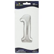 Цифра фольгированная Pelican, “1“ серебро 80см 830821 Цифра фольгированная Pelican, “1“ серебро 80см 830821