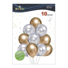 Набір з 10 латексних кульок “Срібно-золоте сяйво“ хром, Pelican (837431) Набір з 10 латексних кульок “Срібно-золоте сяйво“ хром, Pelican (837431)
