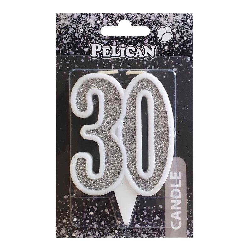 Свічка ювілейна «30» СРІБЛО 7 см, TM Pelican 867230 Свічка ювілейна “30“ СРІБЛО 7 см, TM Pelican 867230