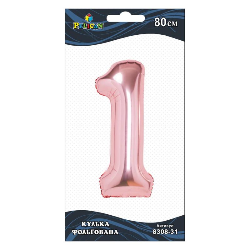 Цифра фольгированная Pelican, “1“ золотое розовое 80см 830831