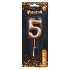 Свічка для торта Pelican “5“ ЗОЛОТО 5 см 865015