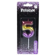 Свічка для торта Pelican “5“ РАДУЖНА 6 см 866065